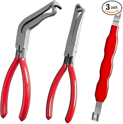 3PCS Electrical Disconnect Pliers for Cars, Electrical Connector Separator Tool, Rapid Electrical Plug Disconnect Set, Automotive System Removal Tool (Red)