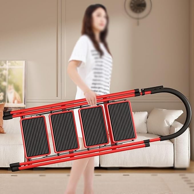 Safety Household Ladder,with Platform Steps, Handrail, and Tool Tray, Collapsible Ladder,Multi-Position Ladder,for RV Or Outdoor Work(5 Step)