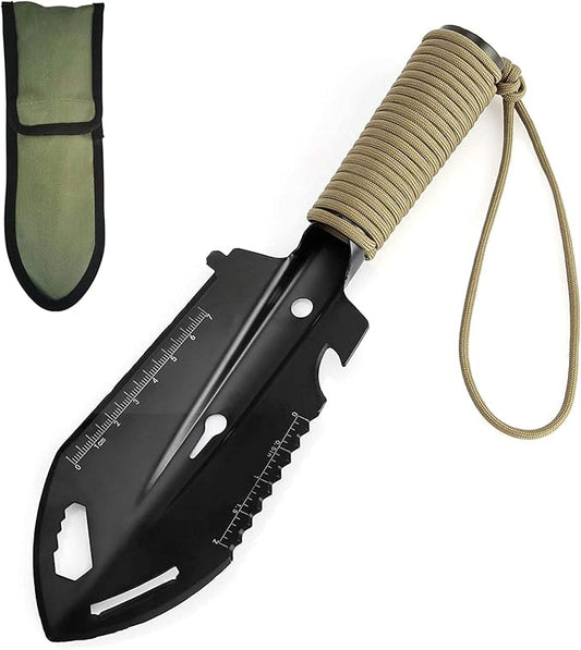 Backpacking Trowel Camping Shovel Hiking Trowel Gardening Tool Multitool 9 in 1 Multi-Purpose Tool with Carrying Bag and Paracord Good for Digging Metal Detecting Gardening and Outdoor Survival