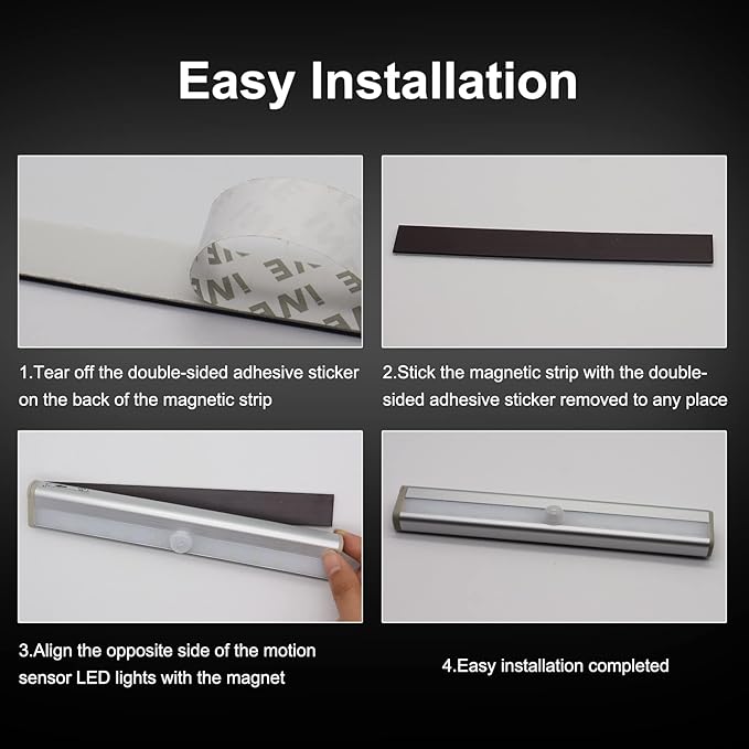 Motion Activated RV Step Lights, 10 LED Battery Operated Motorhome Motion Sensor led Light Strip, Magnetic Night Light Bar for Motorhome Travel,Travel Trailers, Camper (2 Pack)