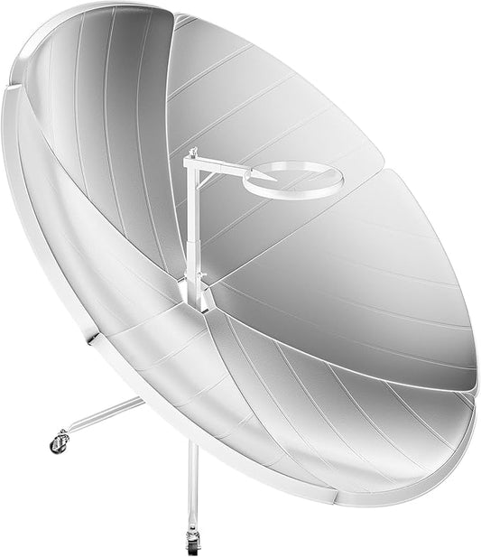 Parabolic Solar Cooker 1000-1500W, 59" High Efficiency Sun Oven with Casters, Temperature1472-1832°F Camping Oven for Outdoor Cooking Hiking Picnics Fishing RV Water Heating Steaming