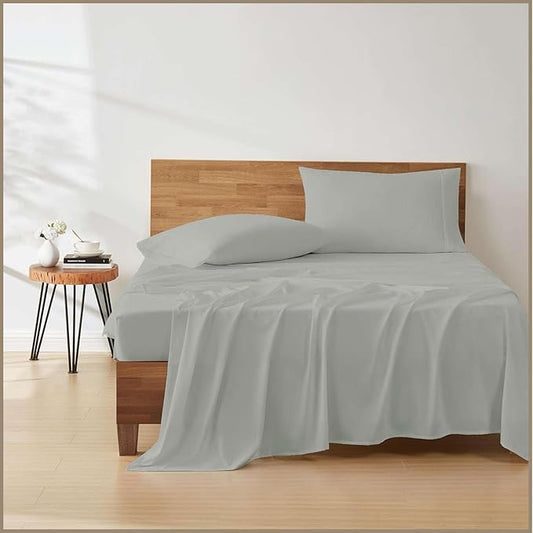 Luxury 4 Piece Rv King Sheet Set, Ultra Soft Microfiber Sheets with Deep Pockets, Fits Mattresses up to 10 Inches, 72" x 80", Light Grey Solid