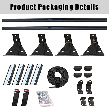 60" Pickup Crossbar-Truck Topper Ladder Rack Camper Shell Roof Rack for Van Trailer Truck Cap Rack - Aluminum Black