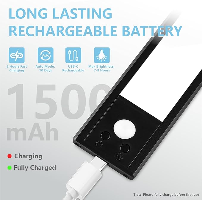 2 Pack Motion Activated RV Step Lights, USB Rechargeable 48 LED Rv Light Camping Camper Lights Adjustable 3 Color for Motorhome Travel,Travel Trailers, Camper (Black)