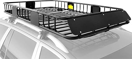 Roof Rack Basket Rooftop Cargo Carrier with Extension Black Car Top Luggage Holder 64"x 39" Universal for SUV Cars