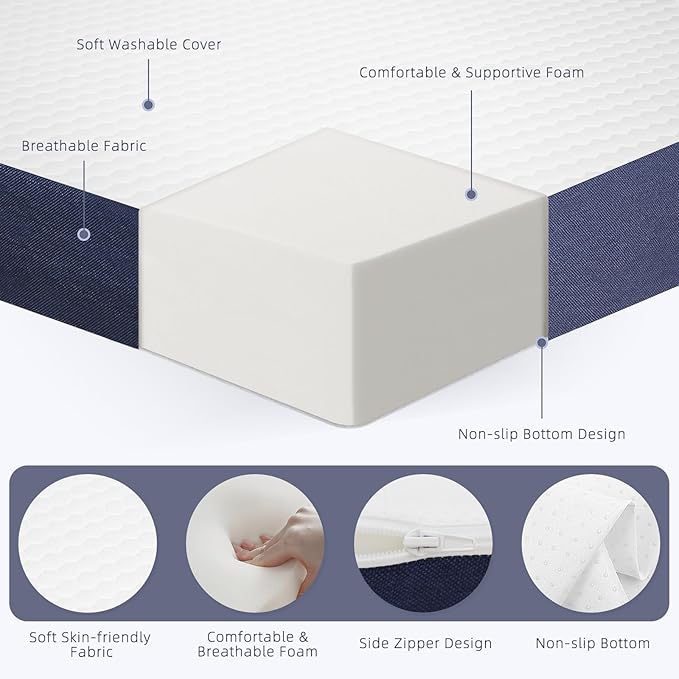 Tri Folding Mattress,4 Inch Foldable Foam Mattress with Breathable and Washable Cover,Portable Floor Guest Bed for Guest Room,Yoga,Travel,Camping,75"x31"x4"