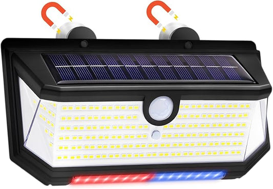 Magnetic Solar RV Porch Light, 218 LED Super Bright Motion Sensor Camper Outdoor Light for Travel Trailer Truck, 270° Wide-Angle Illumination, 3 Mode Settings, Waterproof, 1 Pack