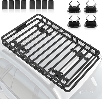 60" x 36" x 5" Roof Rack Cargo Basket, Heavy Duty Carbon Steel Rooftop Carrier, 250 lbs Capacity Waterproof Car Top Luggage Holder for SUV, Truck, RV, Pickup