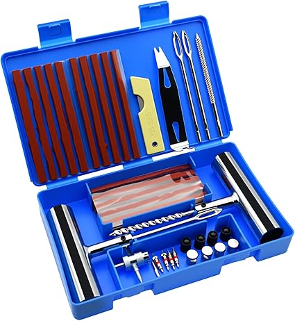 58 Pcs Universal Tire Repair Kit - 68pcs Heavy Duty Tire Plug Kit, Universal Tire Repair Tools to Fix Punctures and Plug Flats Patch Kit for car Motorcycle, Truck, ARB，ATV, Tractor, RV, SUV, Trailer