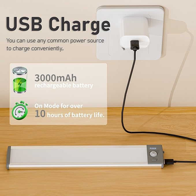 RV Lights Exterior Motion Sensor RV Step Light,3000mAh LED Rv Light Camping Wireless Rechargeable Lighting,Camper Lights Adjustable 3 Colours,Battery Level Display for Travel,Motorhome,Tent(10inch)