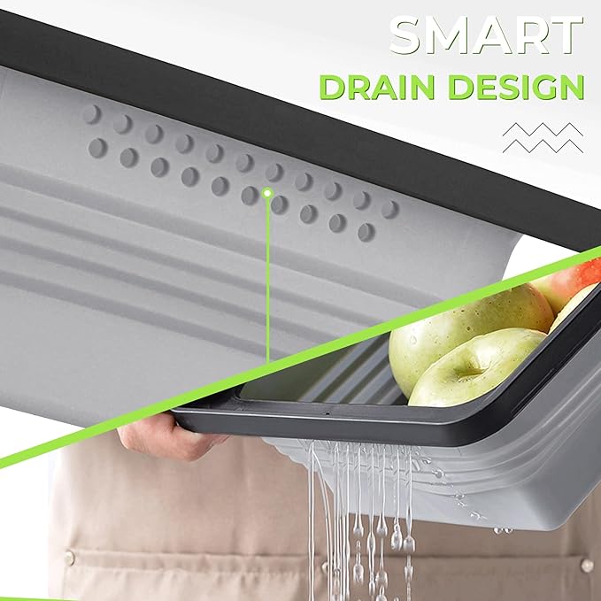 Camping Cutting Board Set - 7-in-1 Portable Foldable Chopping Board with Knife, Vegetable Washing Basket, Kitchen Essentials for Camping, RV, Picnic, Travel & Outdoor Cooking