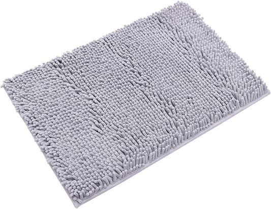 Non-Slip Bath Rug,Extra Soft Microfiber Bedroom Shag Carpet with Anti-Slip Backing,Water/Dust Absorbent Fast Dry Shower Mat,Sound Insulated Stairs Pad,Machine Washable (Grey,12 x 19 Inches)