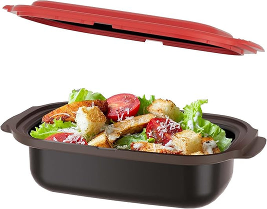 Multi-Use Microwave Cookware|Microwave Grill Pan, Rice/Pasta Cooker | Heated Lunch Box | RV Essential| Senior-Friendly Easy Grip | Dishwasher Safe& BPA-Free | Safe for Family,Dorms,Office
