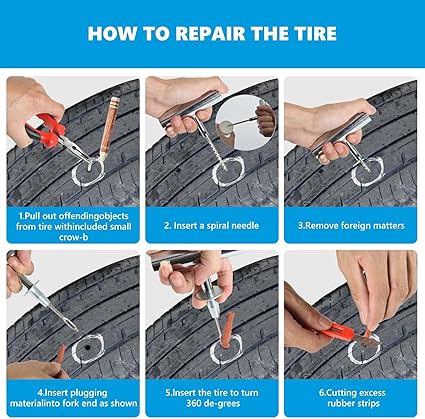 Tire Repair Kit,117pcs Heavy Duty Tire Plug Kit,with Universal Tire Patch Kit to Plug Flats for Car/Motorcycle/Truck/Tractor/Trailer/RV/ATV