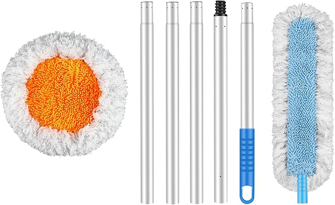 RV Awning Cleaning Mop, Extendable Pole Awning Mop Tool for Camper, Awning Cleaner for RV Canopy with Bendable and Cleaning Brush Head