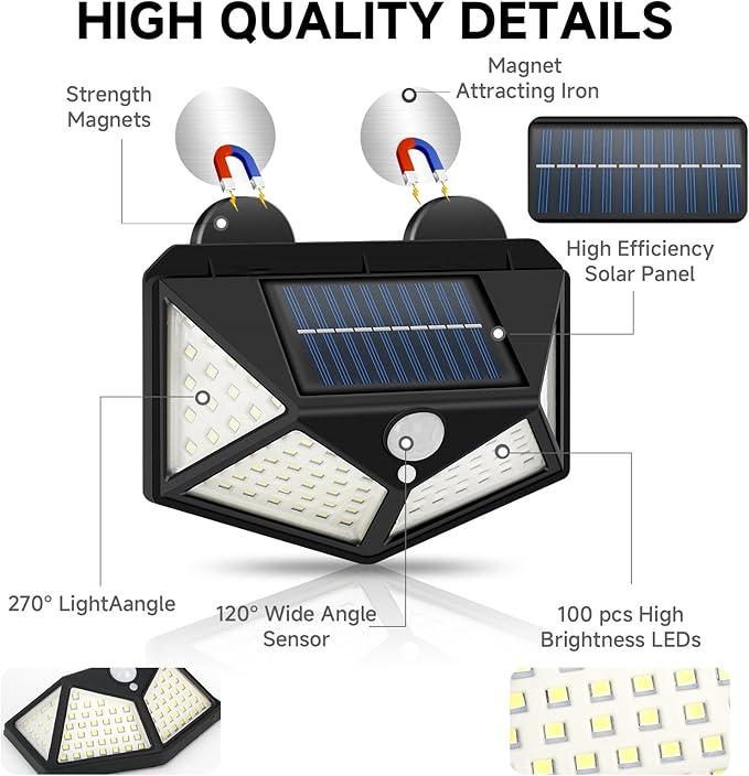 Magnetic RV Light Solar Light with Super Strong Magnet – Motion Sensor Lights for Trailers, Campers | Outdoor & Exterior Lighting, RV Porch & Awning Lights, Easy Installation, 2 Pack