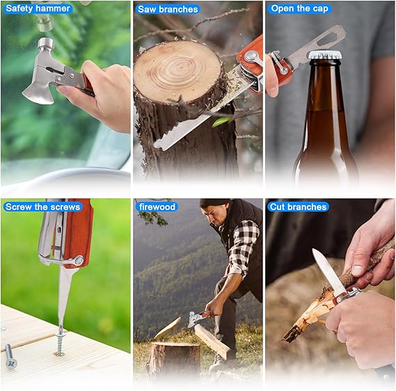 Multi-Purpose Outdoor Tools, 16-in-1 Camping Accessories, Hammers, Pliers, Bottle Openers