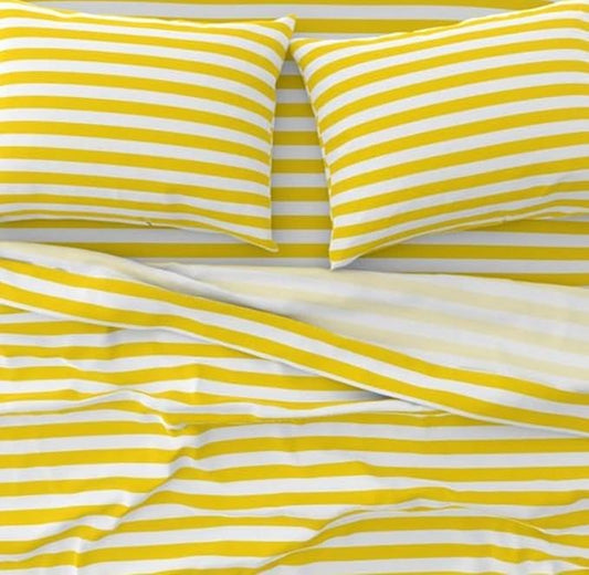RV King Sheets 72 x 80, 100% Giza Egyptian Cotton Bed Sheets for Camper, 10-15" Deep Pockets, Soft Sateen Weave, Yellow Striped Print