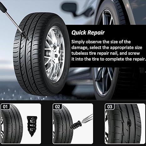 Tire Repair Rubber Nails Kit with 2 Sizes, 2026 New Vacuum Tire Repair Rubber Nail, Tire Rubber Nails Tool, Fast Self-Service Tire Repair Tools for Car, Motorcycle, Truck, Bike (20 Pcs)