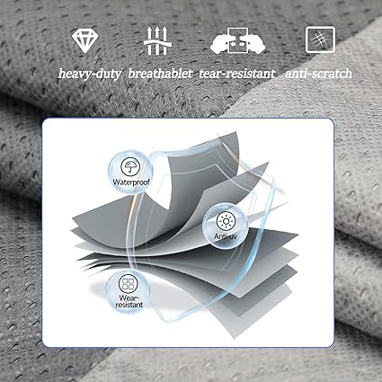 RV Cover, Upgraded 7 Layers Top Travel Trailer Cover Fits 20 to 22 Feet RV, Waterproof Camper Cover with 4 Tire Cover & Tongue Jack Cover Extra Windproof Ropes, Gutter Covers (Fits 20-22 FT)