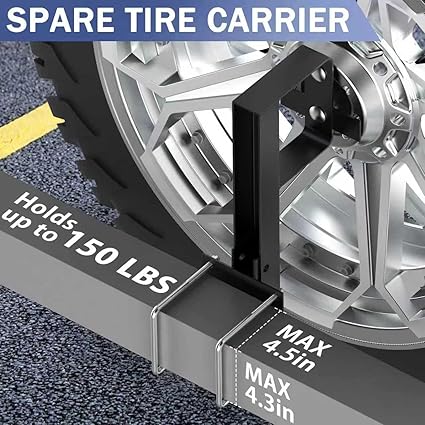 Heavy-Duty Folding RV Spare Tire Bracket,Heavy Duty Folding Trailer Spare Tire Mount Fits 15" & 16" Wheels, Spare Carrier for 4" Square Bumpers,Durable Trailer Accessories