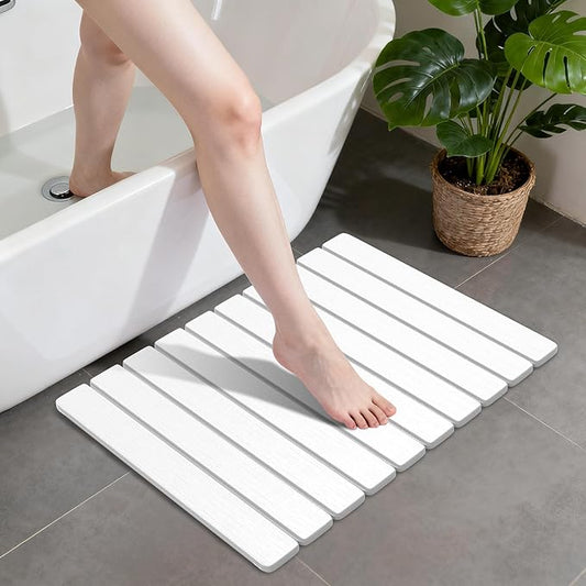 Stone Bath Mats for Bathroom, Non-Slip Stone Shower Mat Super Absorbent 24 x 16 Diatomaceous Earth Bath Mat, Quick Dry Leakproof Bathroom Drying Mats Easy to Clean Home Floor Decor RV Essentials