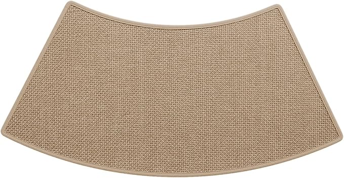 Curved Shower Rug for Camper, Non-Slip Semi-Circular Bath Mat, Quick Dry Corner Bathroom Rug, Easy Clean Curved Bath Mat for RV, Home, Bathtub, Shower (Khaki, 18''X39'')