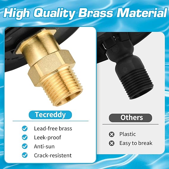 RV City Water Inlet with Brass Check Valve, Fresh Water Fill Flange for Camper Hookup, Durable RV Water Replacement Connection Fittings, Black