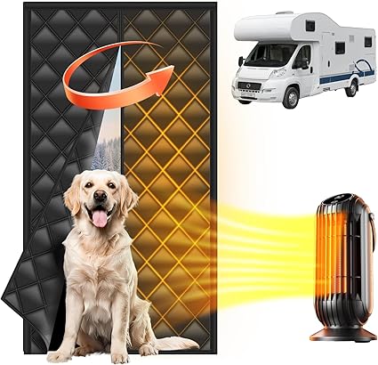 RV Door Cover – RV Insulated Door Covers for Inside Camper | Magnetic RV Thermal Insulation Door Curtain | Keeps Heat in & Cold Out for Winter | Camper Insulated Door Cover for Trailer