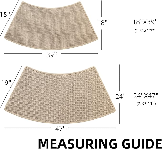 Curved Shower Rug for Camper, Non-Slip Semi-Circular Bath Mat, Quick Dry Corner Bathroom Rug, Easy Clean Curved Bath Mat for RV, Home, Bathtub, Shower (Khaki, 18''X39'')