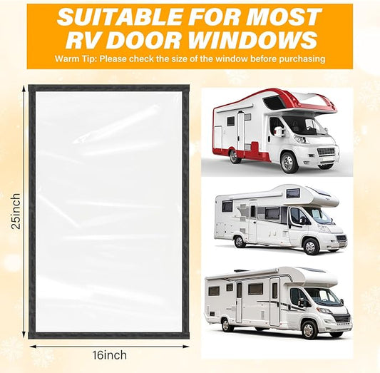 16 x 25 Inch Transparent Rv Magnetic Window Insulation Kit Rv Magnetic Window Cover for Winter Inside Camper Thermal Curtain Camper Windows Keeps Heat in Cold Out Trailer Accessories