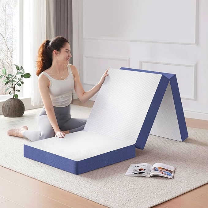 Tri Folding Mattress,4 Inch Foldable Foam Mattress with Breathable and Washable Cover,Portable Floor Guest Bed for Guest Room,Yoga,Travel,Camping,75"x31"x4"