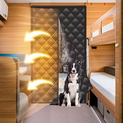 RV Thermal Door Curtain, RV Door Insulation Cover, Magnetic Thermal Insulated Door Curtain, Size 33" x 80", Thermal RV Door Covers for Inside Camper