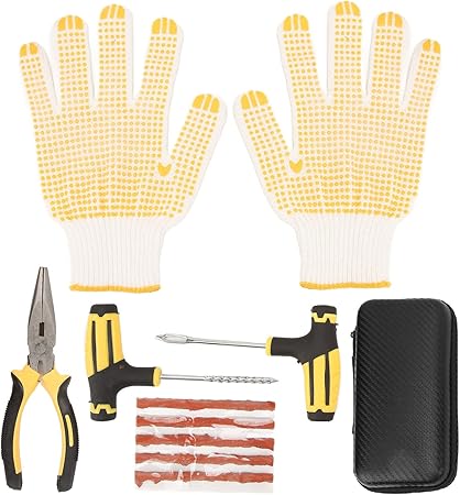 Car Tire Repair Kit, Flat Tire Puncture Plug Strip Universal Tire Repair Tools Emergency Tools Tubeless Tire Repair Kit for Car, Truck, RV, Motorcycle