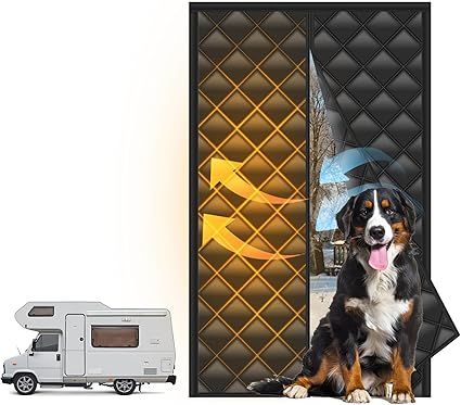 Camper Insulated Door Cover, RV Insulated Door Cover, RV Insulation, Size 33" X 80", Magnetic Thermal Insulated Door Curtain