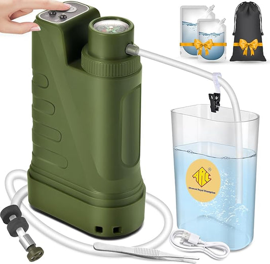 Electric Portable Water Filter Survival,Fast Flow,Lightweight,4-Layer Filtration Provide Better Tasting,Reusable Water Purification System for Outdoor Travel,Camping,Hiking,Backpacking