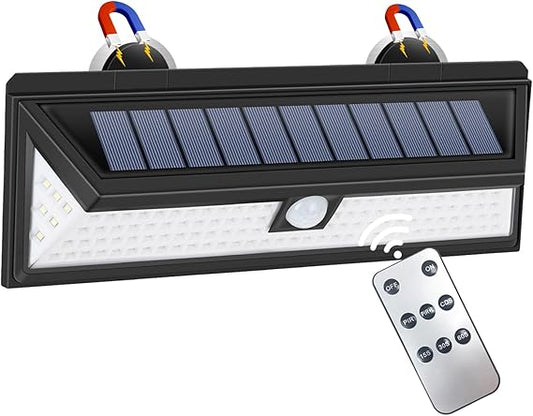 Magnetic Solar RV Light with Motion Sensor, 118 LED Ultra Bright Exterior RV Light, 2400mAh Battery, Easy Install with 2 Strong Magnets, Waterproof Camper & Truck Outdoor Porch Lighting