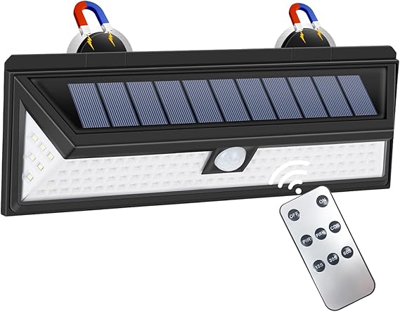 Magnetic Solar RV Light with Motion Sensor, 118 LED Ultra Bright Exterior RV Light, 2400mAh Battery, Easy Install with 2 Strong Magnets, Waterproof Camper & Truck Outdoor Porch Lighting