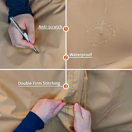 20-22ft Travel Trailer Camper RV Cover Package Premium Heavy-Duty Waterproof Anti-UV Breathable Fabric Including Jack Cover 4 Tire Covers and 2 Secure Straps