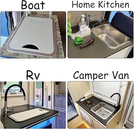 15x11 Inch Stainless Steel Undermount RV Sink with Cutting Board, Bar Sink, Hand Wash Basin Set, Perfect for RV, Boat, Home Kitchen