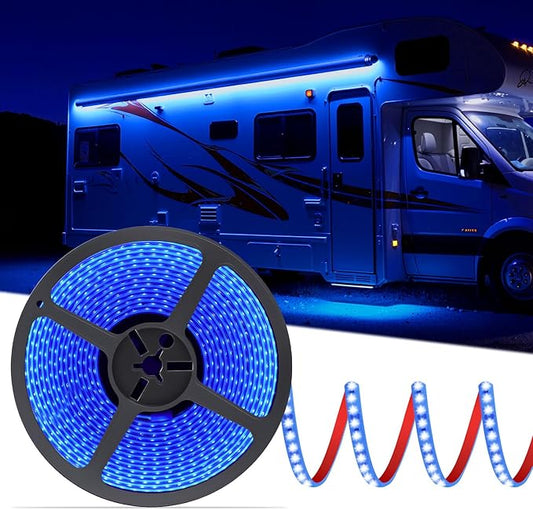 20FT RV Awning Lights, 12v Blue Rv Led Strip Lights, IP68 Waterproof Camper Awning Lighting for Motorhome Travel,Travel Trailers, Camper, Food Trucks
