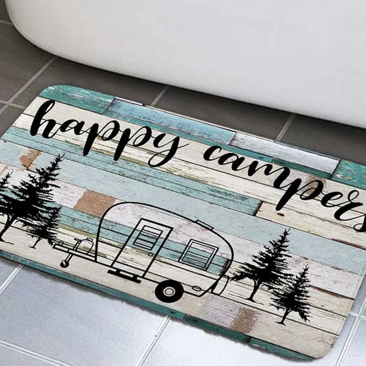 RV Camper Bath Mat, Rustic Wooden Camper Bathroom Rugs for Inside Camper Rugs for Travel Trailer Camping Bathroom Rug Kitchen Rug Camping Bath Rug 17x29 Inch