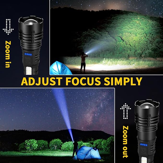 Rechargeable Flashlights High Lumens, 7Mode Super Bright Flashlight Camping, Adjustable Tactical Flash Light High Powered, LED Flashlights for Home Emergency, Christmas Gifts Stocking Stuffers for Men