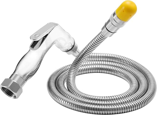 57 inch RV/Camper Flexible Holding Tank Cleaner with 6-Hole Rotary Spray Nozzle, Control Handle, and Powerful Hexagonal Water Jet for Black Tank Treatment. US Garden Hose Thread Compatible