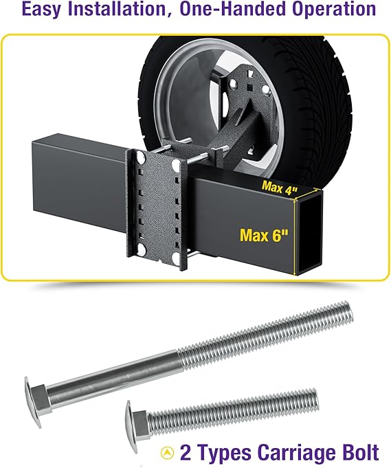 Trailer Spare Tire Mount, 5mm Thick Heavy Duty Steel Spare Tire Carrier Bracket for Utility Trailer Boat Trailer RV Trailer and Camper, Spare Tire Holder Parts Fits Most 4 & 5 & 6 Lugs Trailer Wheels