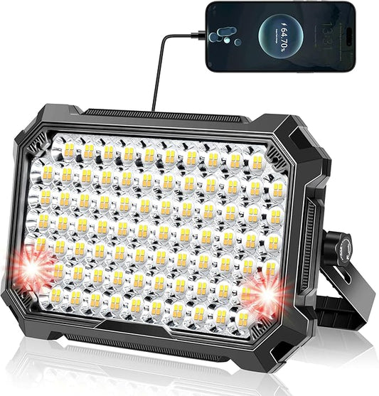 LED Work Light Rechargeable Outdoor, 12000mAh Work Flood Lights 10000LM with 4 Light Modes as Power Bank for Camp Essentials, IP65 Waterproof Emergency Lantern for Tent, Power Outages, Car Repair