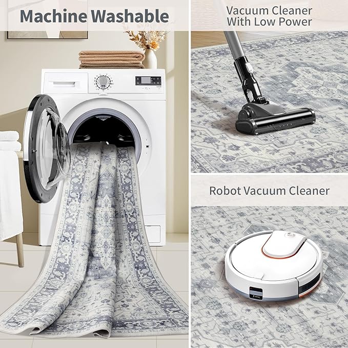 2x3 Door Mat Indoor Entrance, Washable Non Slip Kitchen Bathroom Rugs, Ultra-Thin Throw Small Rug for Front Door/Indoor Entrances, Blue