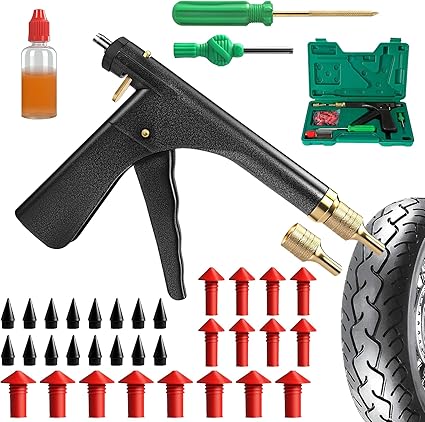 Tire Repair Kit, Tire Plug Kit Tire Repair Tools to Fix Punctures and Plug Flats Patch Kit with Mushroom Plug for car Motorcycle, Truck, ARB, ATV, Tractor, RV, SUV, Trailer