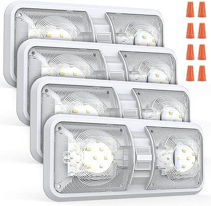 RV Lights Interior, 12 Volt Led Lights 1000LM, Camper Lights 8W, RV Led Lights Interior Fixtures 12V, RV Ceiling Dome Light with Switch for RV/Camper/Trailer/Boat/Car (Natural White, 4Pack).