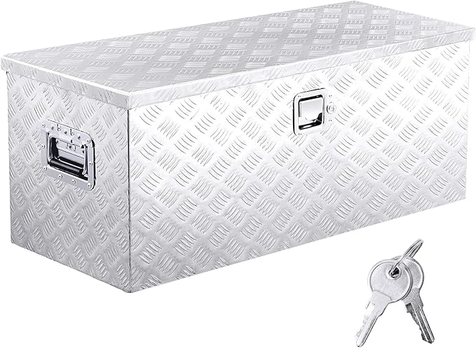 Upgraded Widest 39 Inch Aluminum Truck Tool Box, Heavy Duty Truck Bed Toolboxes with 2 PCS Keys, 39"Lx15"Wx14"H Tool Chest Storage Organizer for Truck Bed Storage,Trailers,Pickup,RV, All-Weather Use